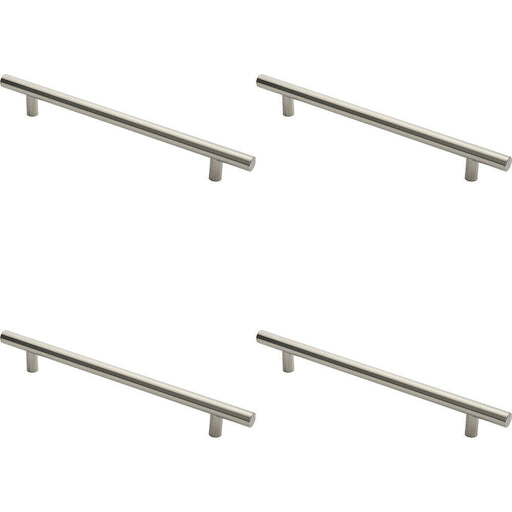 4x Straight T Bar Pull Handle 600 x 30mm 450mm Fixing Centres Satin Steel Loops