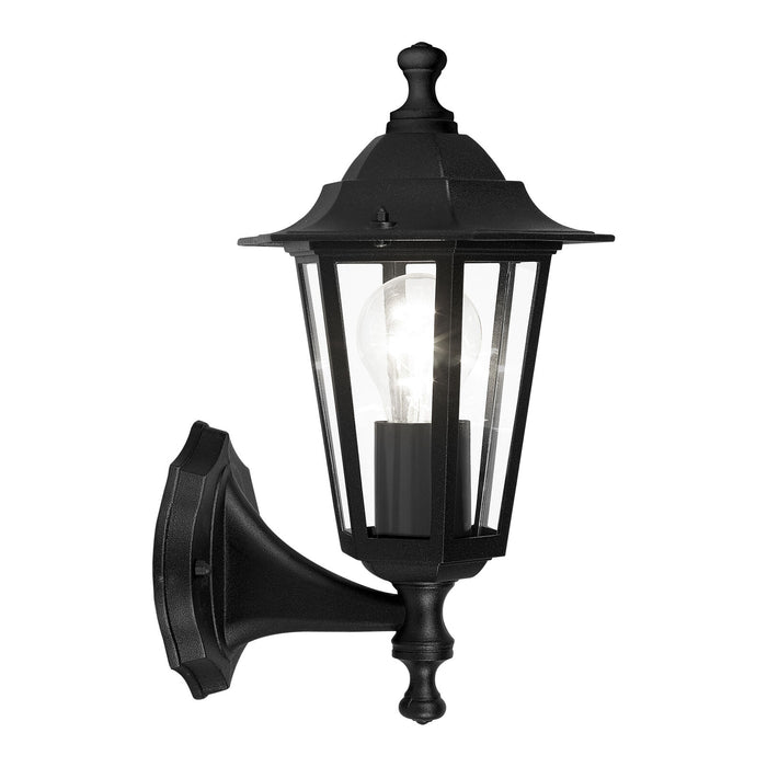 IP44 Outdoor Wall Light Black Aluminium Lantern 1 x 60W E27 Bulb Porch Lamp