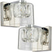 2 PACK Crystal LED Wall Light Square Chrome & Luxury Shade Glass Lamp Fitting Loops