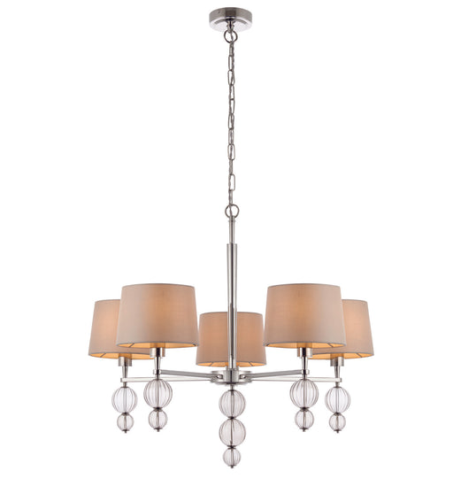 Ceiling Pendant Light Polished Nickel Plate & Marble Silk 5 x 40W E14 Loops
