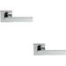 2x PAIR Flat Rectangular Bar Lever on Square Rose Concealed Fix Polished Chrome Loops
