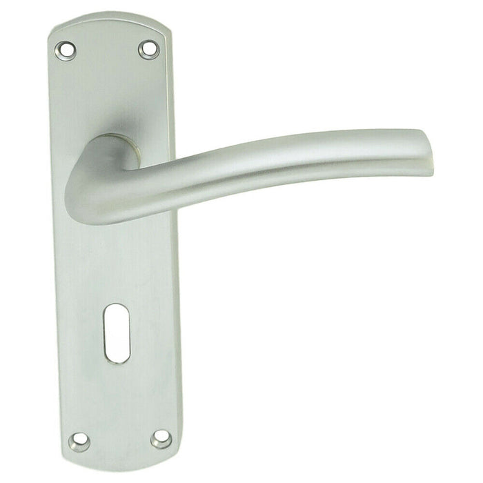 2x PAIR Rounded Curved Bar Handle on Lock Backplate 170 x 42mm Satin Chrome Loops