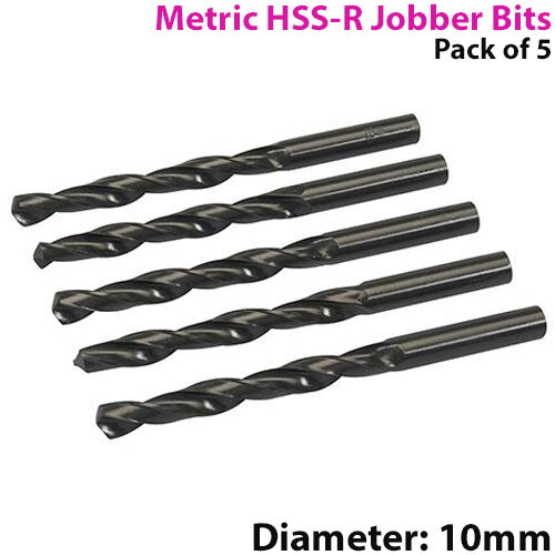 QTY 5 10mm High Speed Steel Jobber Drill Bits 118° Cutting Tip Metal & Wood Loops