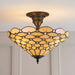 Tiffany Glass Semi Flush Ceiling Light Amber Geometric Inverted Shade i00161 Loops