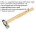 1lb Ball Pein Pin Hammer - Hickory Wooden Shaft - Drop Forged Steel Head Loops
