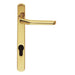 Straight Lever Door Handle on Lock Backplate Polished Brass 208mm X 25mm Loops