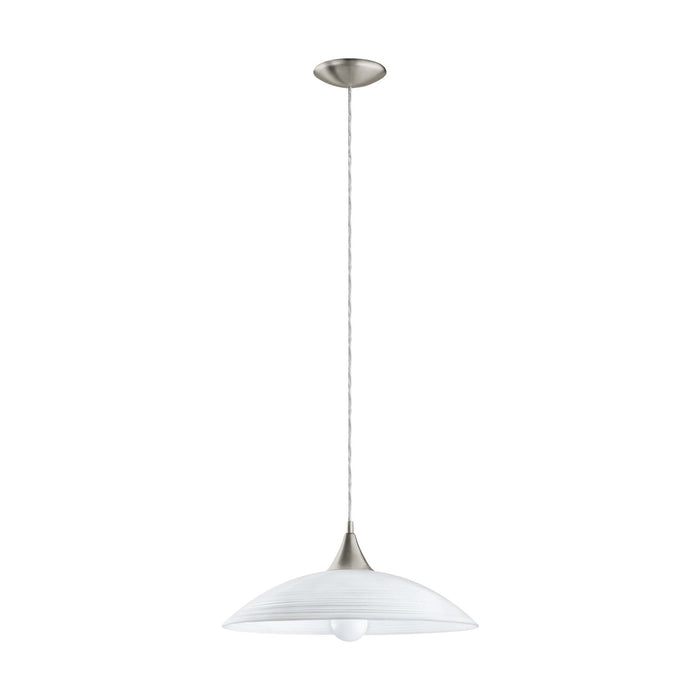 Pendant Light Colour Satin Nickel Shade White Painted Satin Glass Bulb E27 1x60W Loops