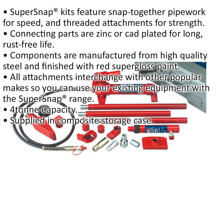 4 Tonne Hydraulic Body Repair Kit - Steel Components - Composite Storage Case Loops