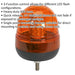 12V / 24V Fixed LED Rotating Amber Beacon Light - 12mm Threaded Fixing Bolt Loops