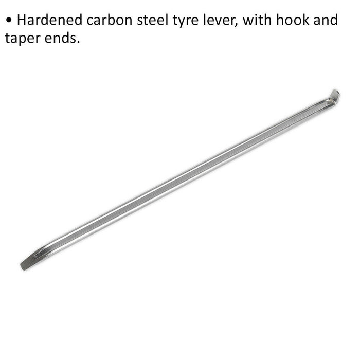 760mm Heavy Duty Tyre Lever - Carbon Steel Hook & Taper Ends Wheel Iron Pry Bar Loops