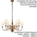 Luxury Hanging Ceiling Pendant Light Solid Brass Marble Silk 6 Lamp Chandelier Loops