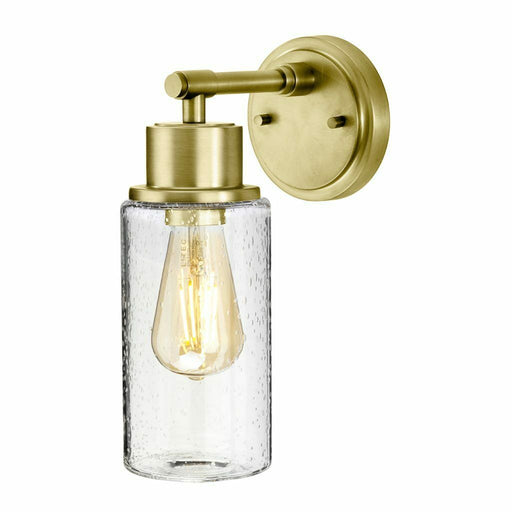 IP44 Wall Light Face Up or Down Bubble Glass Shade Brushed Brass LED E27 60W Loops