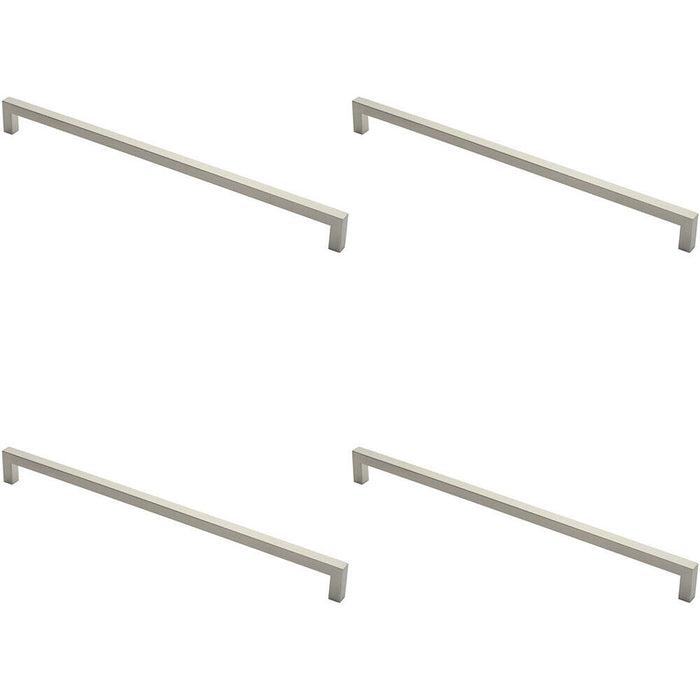 4x Square Mitred Door Pull Handle 619 x 19mm 600mm Fixing Centres Satin Steel Loops