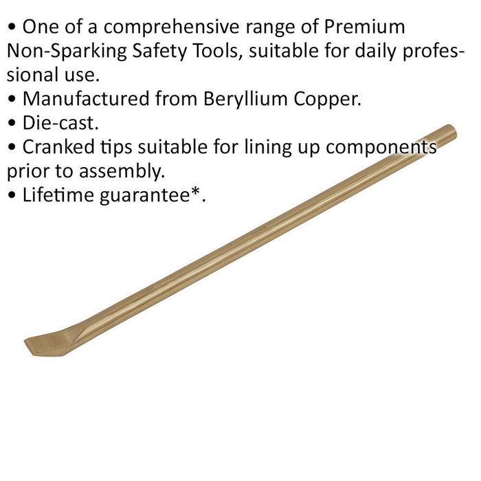 Non Sparking Crowbar - 19mm x 500mm - Cranked Tips - Die Cast Beryllium Copper Loops