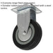100mm Fixed Plate Castor Wheel - Durable Rubber with Steel Centre - 27mm Tread Loops