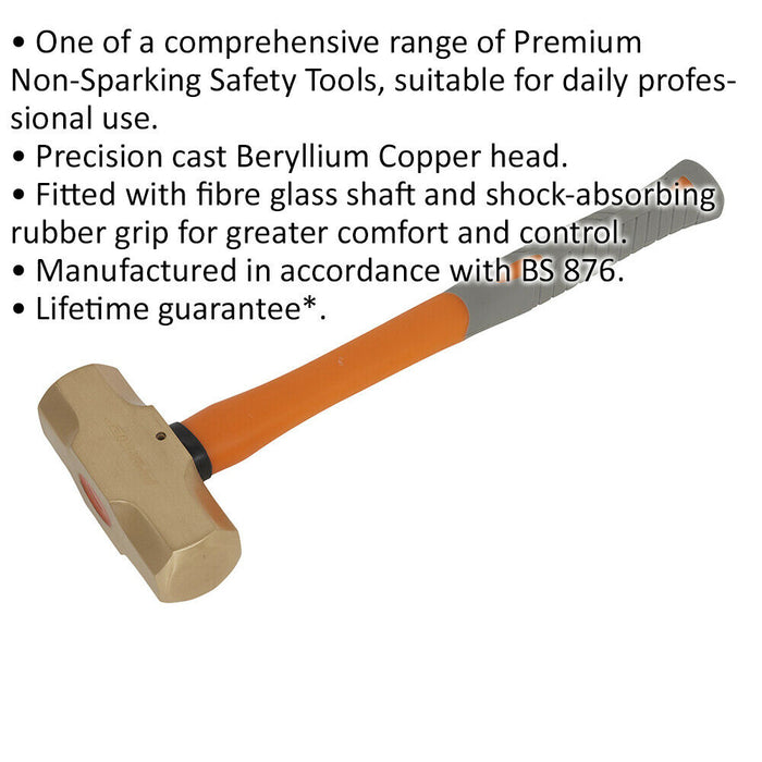 4.4lb Sledge Hammer - Non-Sparking - Fibre Glass Shaft - Shock Absorbing Grip Loops