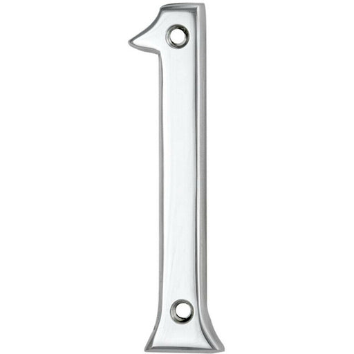 Polished Chrome Door Number 1 75mm Height 4mm Depth House Numeral Plaque Loops