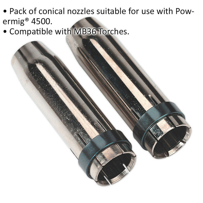 2 PACK Conical Nozzles - Suitable For MB36 Torches - MIG Welding Torch Nozzle Loops