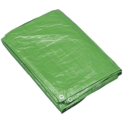 5.49m x 7.32m Green Tarpaulin - Mould and Mildew Proof - Waterproof Cover Sheet Loops
