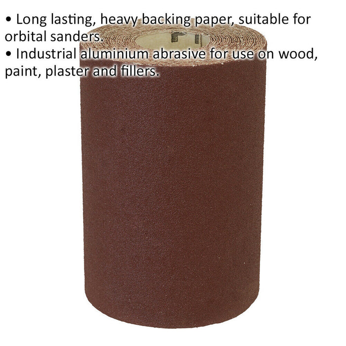 Aluminium Abrasive Production Sanding Roll - 115mm x 5m - Fine 120 Grit Paper Loops