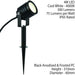 IP65 Outdoor Ground Spike Lamp Wall & Sign Light 4W Cool White LED Matt Black Loops