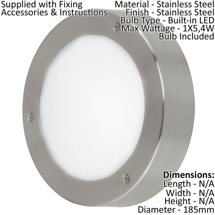 2 PACK IP44 Outdoor Wall Light Stainless Steel 5.4W Built in LED Porch Lamp Loops