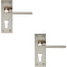 2x PAIR Straight Bar Handle on Slim Euro Lock Backplate 150 x 50mm Satin Nickel Loops