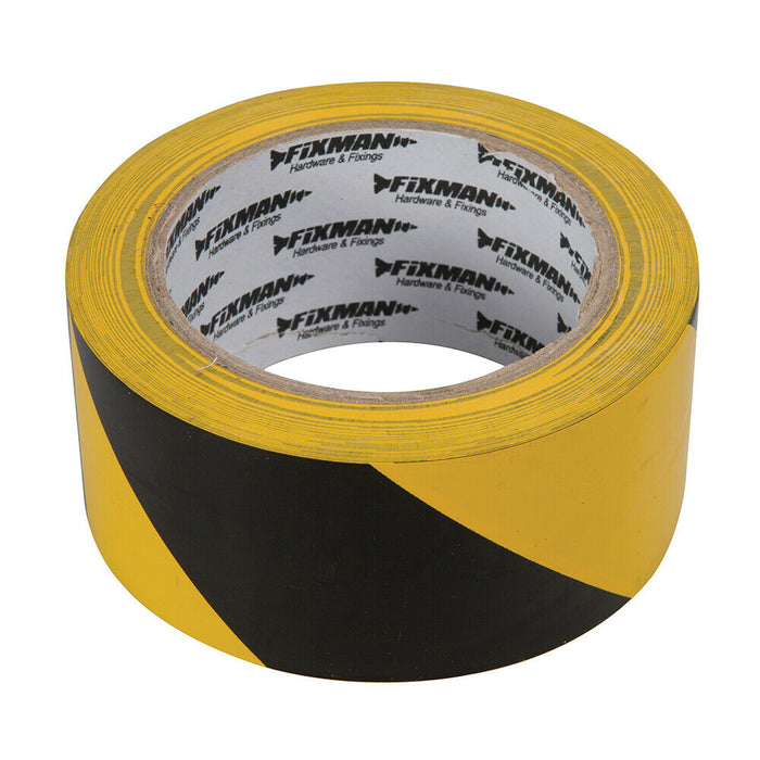 50mm x 33m Black Yellow Hazard Tape Adhesive Ceiling Lane Marking Safety Roll Loops