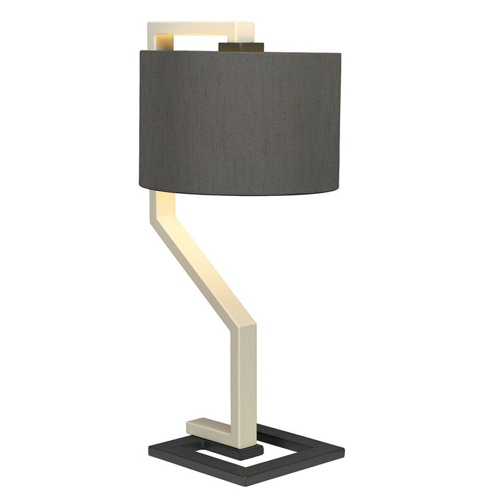 Table Lamp Whale Shade Cream And Dark Grey Painted Metal Base LED E27 60W Bulb Loops