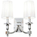 Modern Twin Wall Light Nickel & White Pleated Shade Pretty Bedside Lamp Fitting Loops