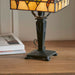 Mini Tiffany Glass LED Table Lamp - Dark Bronze Effect - Needs 40W E14 Golf Bulb Loops