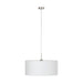 Pendant Light Colour Satin Nickel Steel Shade White Fabric Bulb E27 1x60W Loops