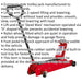 European Style Trolley Jack - 5 Tonne Capacity - 583mm Max Height - Foot Pedal Loops
