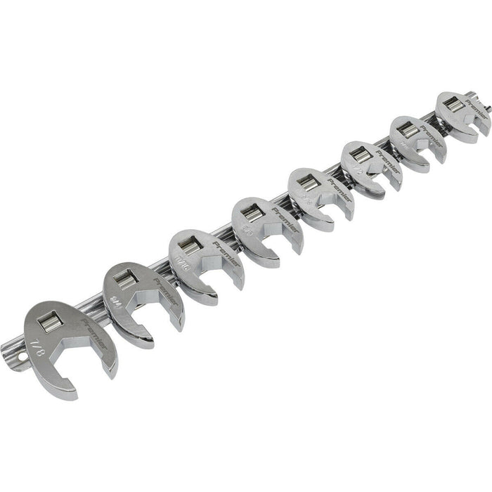 8pc Open Ended Crows Foot Nut Spanner Socket Set - 3/8" Square Drive Imperial Loops