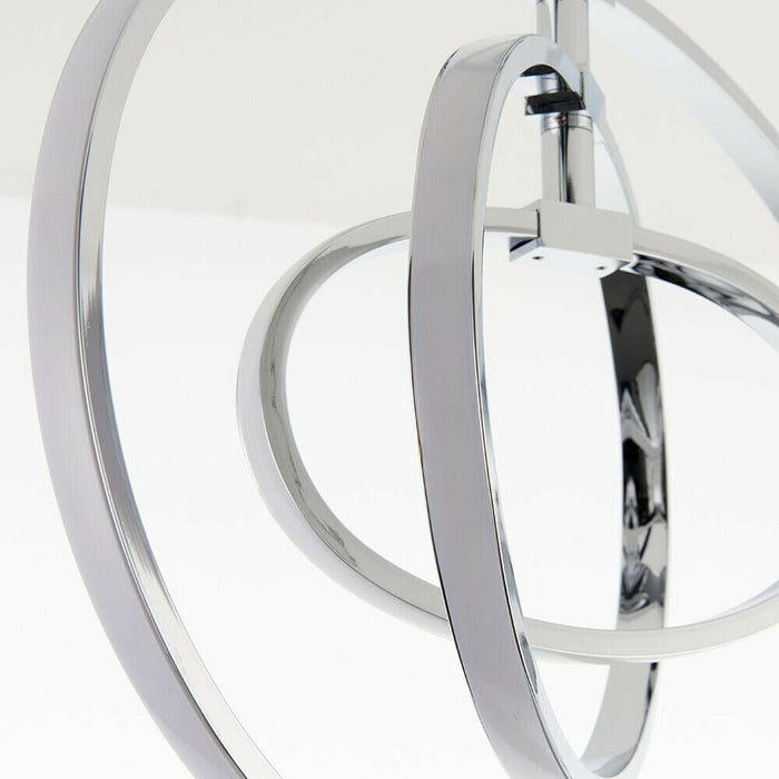 LED Semi Flush Ceiling Light 21W Warm White Chrome Hoop Ring Feature Strip Lamp Loops