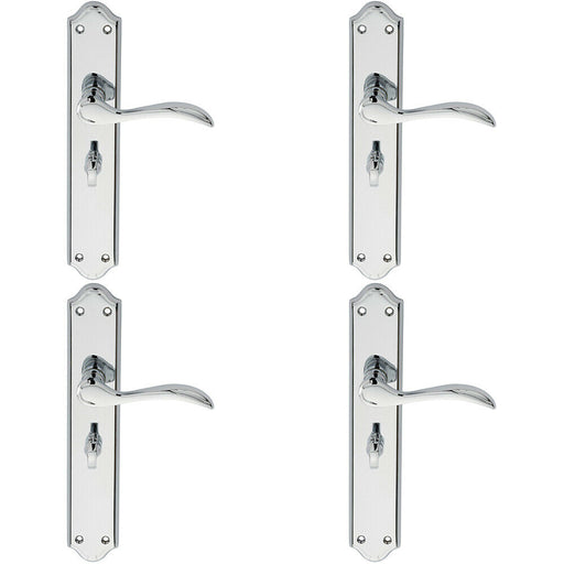 4x PAIR Curved Handle on Long Bathroom Backplate 245 x 45mm Polished Chrome Loops