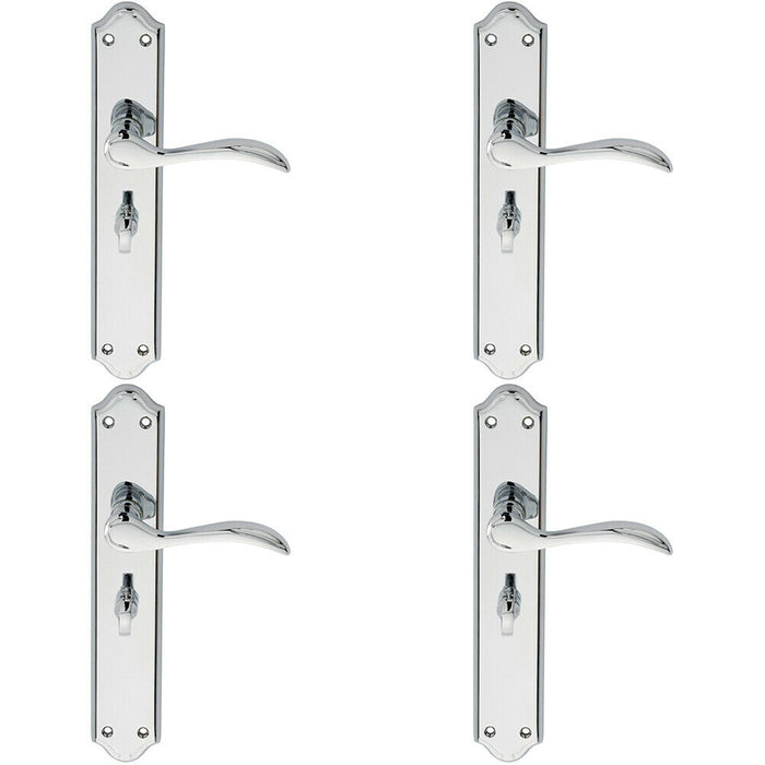 4x PAIR Curved Handle on Long Bathroom Backplate 245 x 45mm Polished Chrome Loops