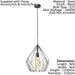Hanging Ceiling Pendant Light Black Wire Cage 1x 60W E27 Hallway Feature Lamp Loops
