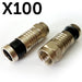 100x RG6 F Connectors Compression Crimp Male Plugs Outdoor Satellite Coax Cable Loops