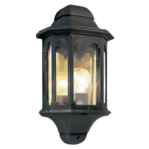 Outdoor IP44 1 Bulb Half Lantern Wall Light 5 Sided Black LED E27 100W Loops