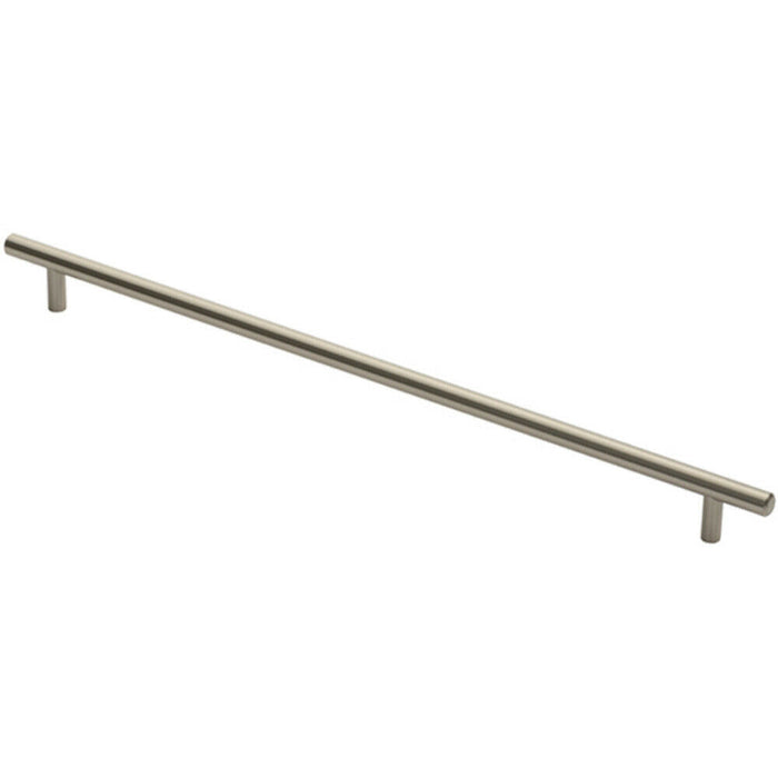 Round T Bar Cabinet Pull Handle 444 x 12mm 384mm Fixing Centres Satin Nickel Loops