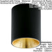2 PACK Wall / Ceiling Light Black & Gold Round Downlight 3.3W Built in LED Loops