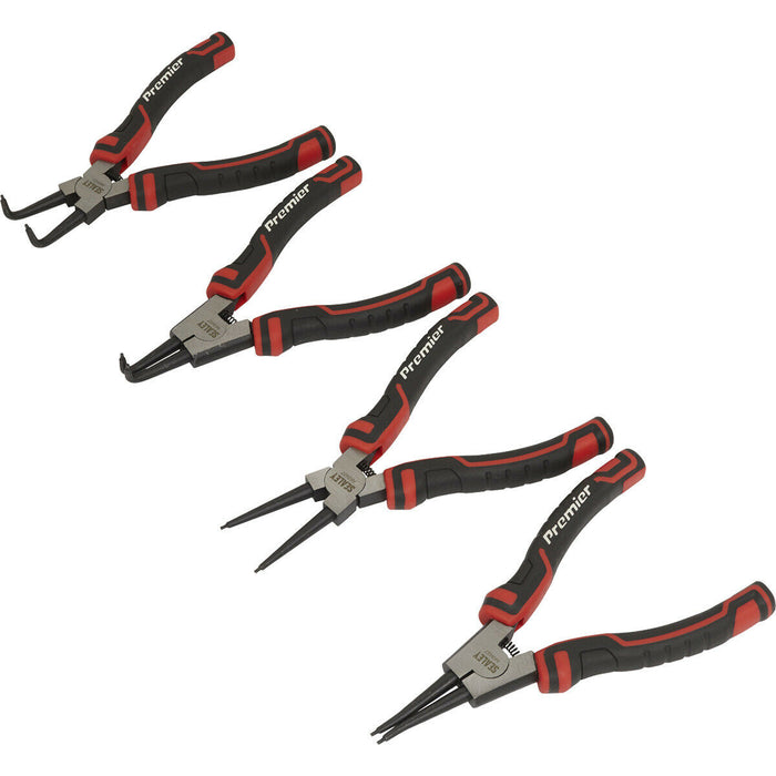 4 Piece 180mm Circlip Pliers Set - Spring Loaded Jaws - Forged  Non-Slip Tips Loops