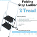 0.5m Folding Step Ladder Safety Stool 2 Tread Compact Anti Slip Rubber Steps Loops