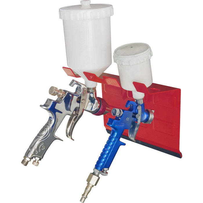 2x Magnetic Spray Gun Airbrush Holder - Twin Dual Wall Shelf Hook 200mm x 120mm Loops