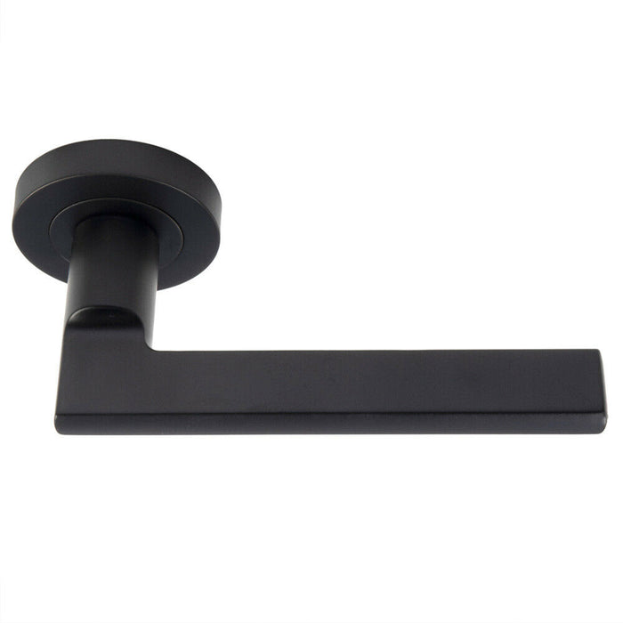 4x PAIR Straight Plinth Mounted Handle on Round Rose Concealed Fix Matt Black Loops