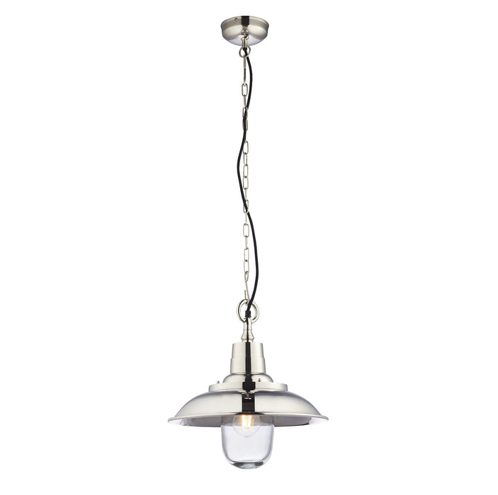 Ceiling Pendant Light Bright Nickel & Clear Glass 40W E27 Dimmable e10358 Loops
