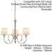 Luxury Hanging Ceiling Pendant Light Bright Nickel White Silk 3 Lamp Chandelier Loops