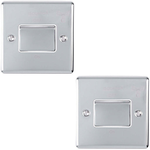 2 PACK 6A Extractor Fan Isolator Switch CHROME & White Trim 3 Pole Shower Loops