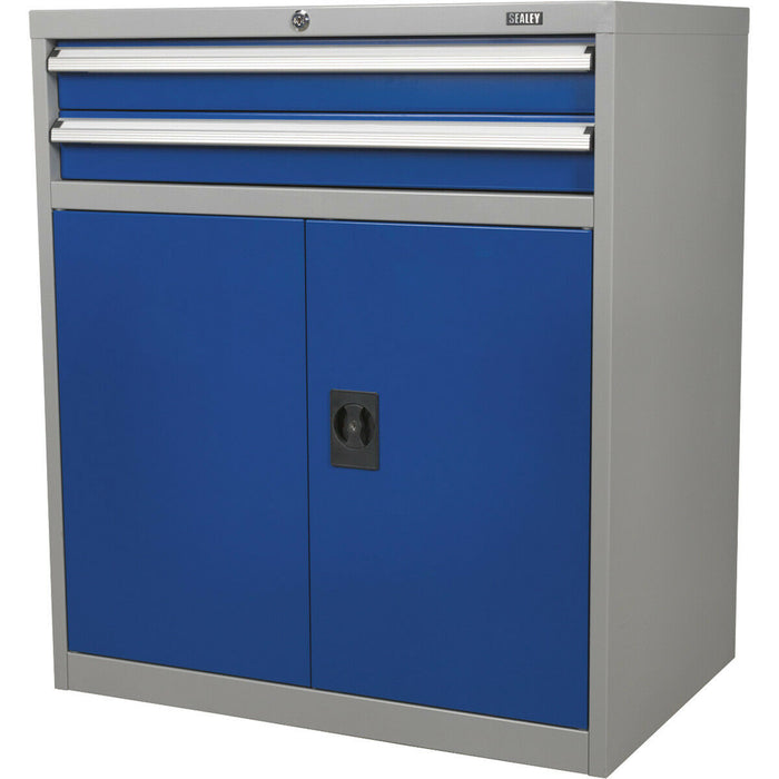 Industrial Double Locker Cabinet - 900 x 450 x 1000mm - 2 Drawers & 1 Shelf Loops